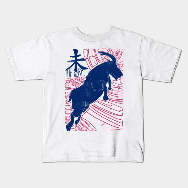 The Goat Shio Chinese Zodiac Sign Kids T-Shirt by Ranggasme